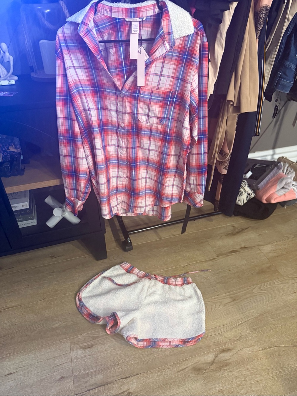 Victoria's Secret Red, Blue & White Plaid Button-Up set